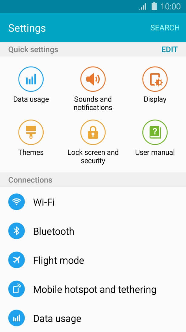Press Data usage. Press Data usage.