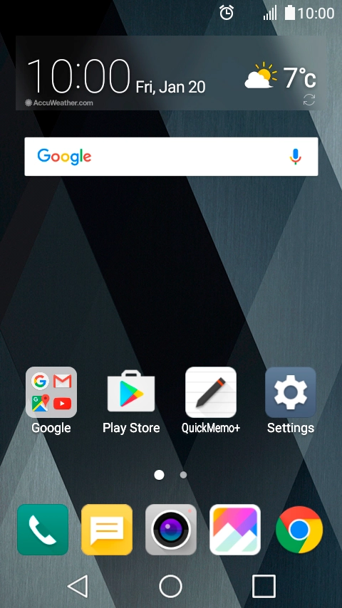 The alarm icon shows that the alarm is set.