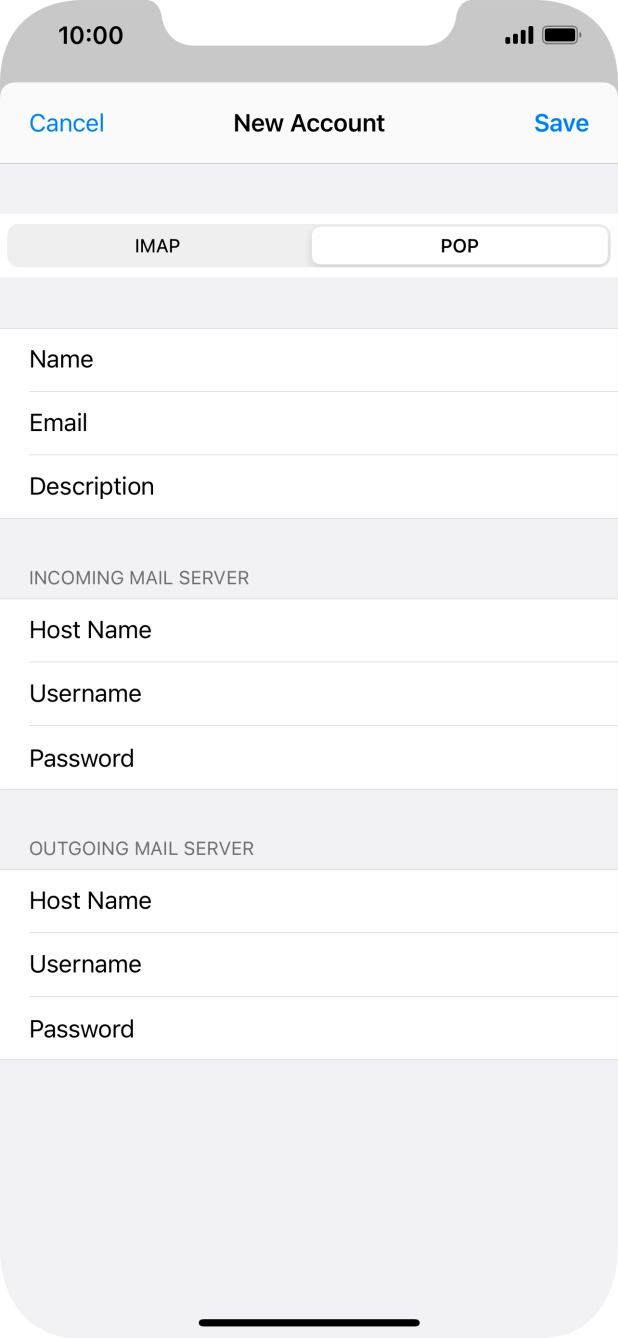 Press Save. Your email account has now been set up. To select more settings for incoming and outgoing server, proceed with the following steps. Press Save. Your email account has now been set up. To select more settings for incoming and outgoing server, proceed with the following steps.