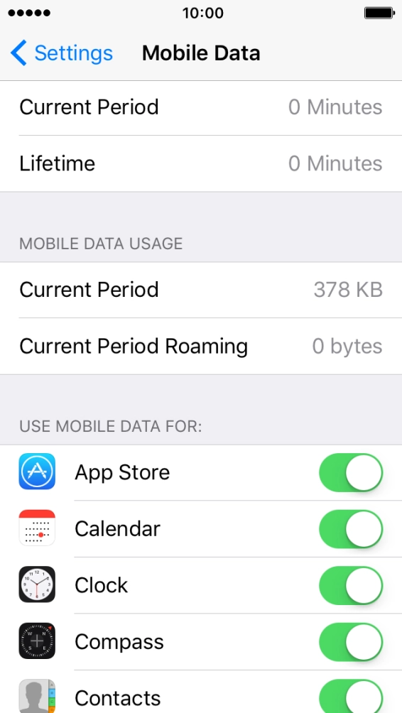 The data usage is displayed below MOBILE DATA USAGE.