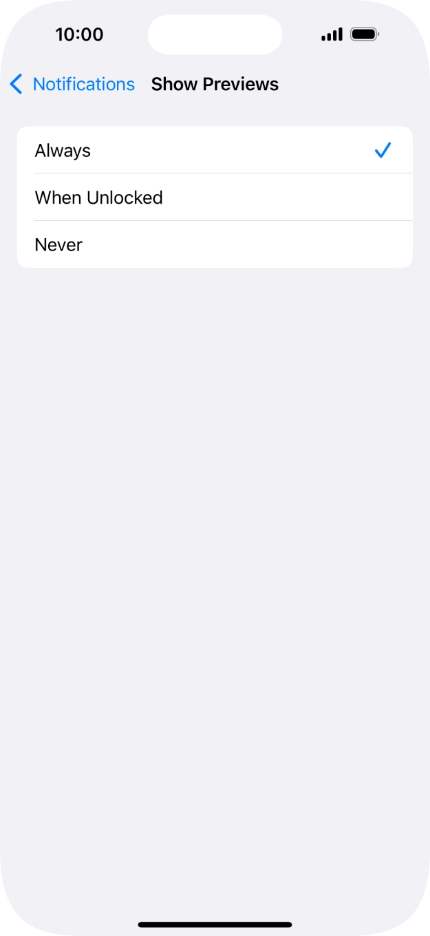 To select push notification preview on the lock screen, press Always. To select push notification preview on the lock screen, press Always.