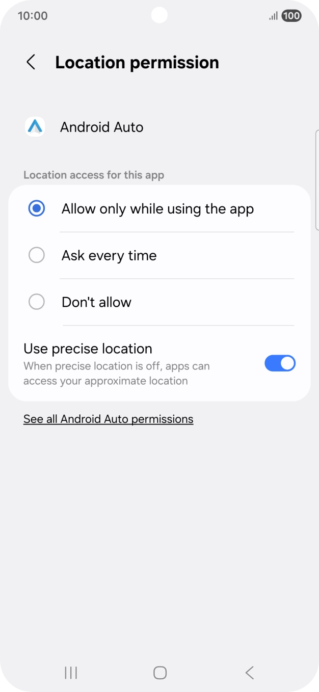 Press the required setting. Press the required setting.