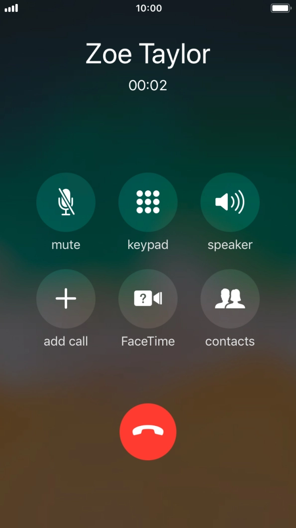 Press the end call icon to end the call. Press the end call icon to end the call.