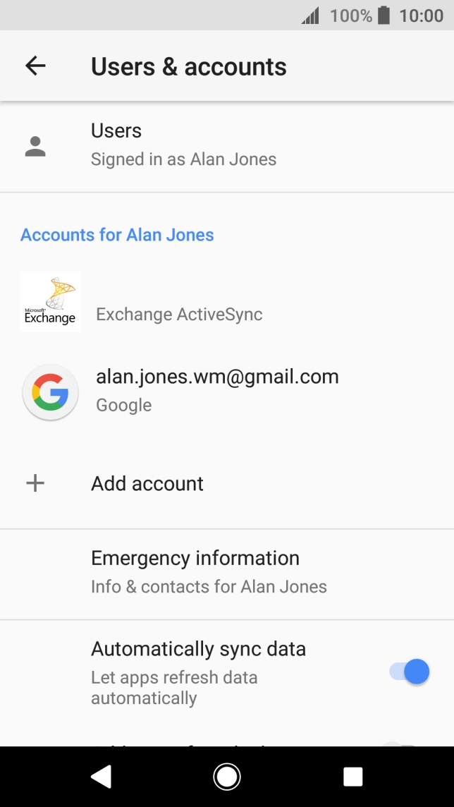 Press the required account.