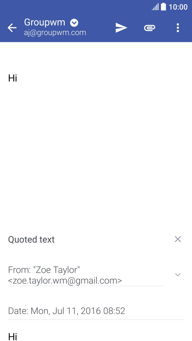 Write the text for your reply and press the send icon.