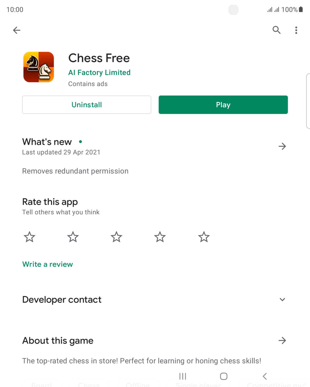 Press Uninstall.