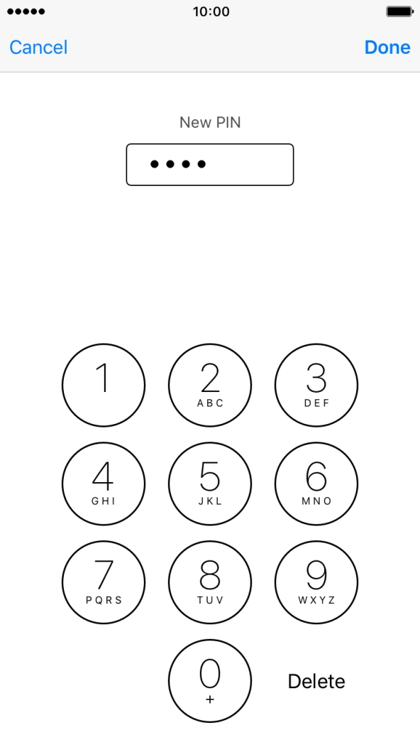 Key in a new four-digit PIN and press Done. Key in a new four-digit PIN and press Done.