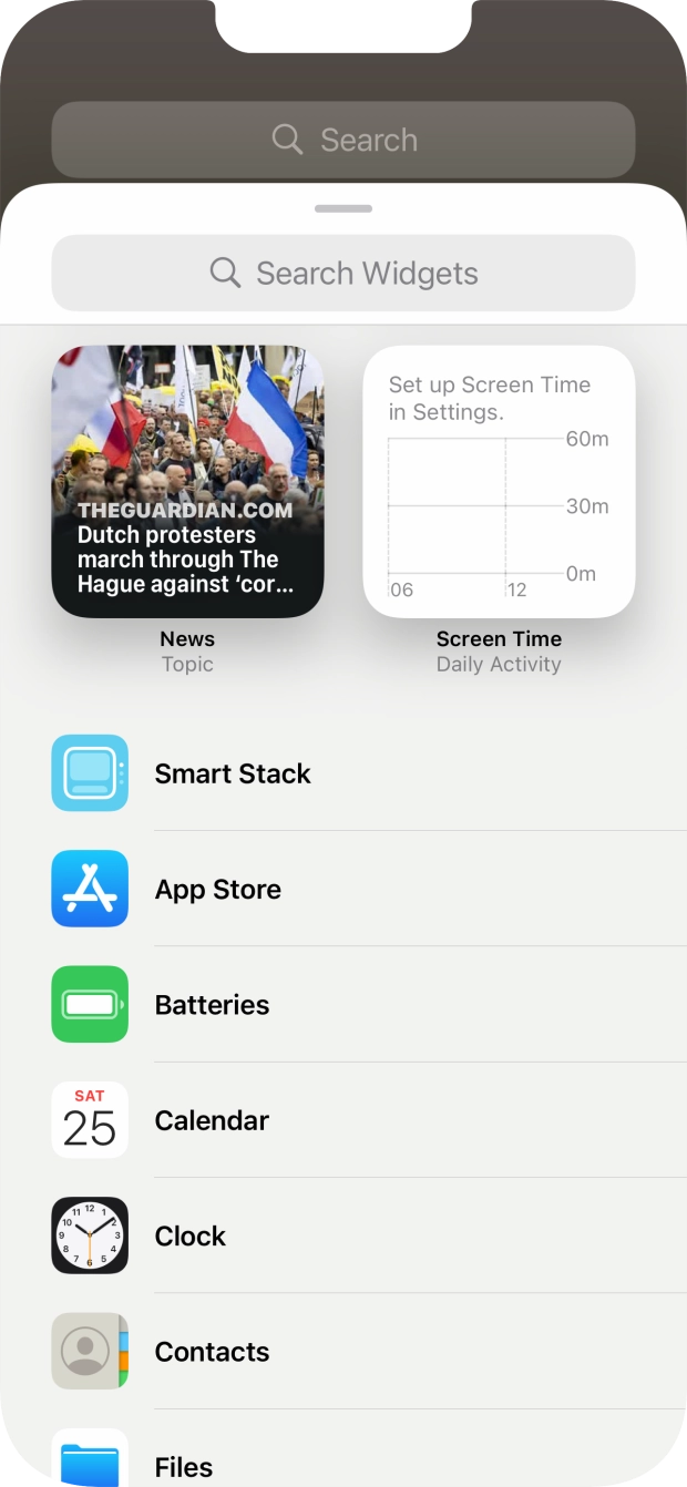 Press the required widget. Press the required widget.