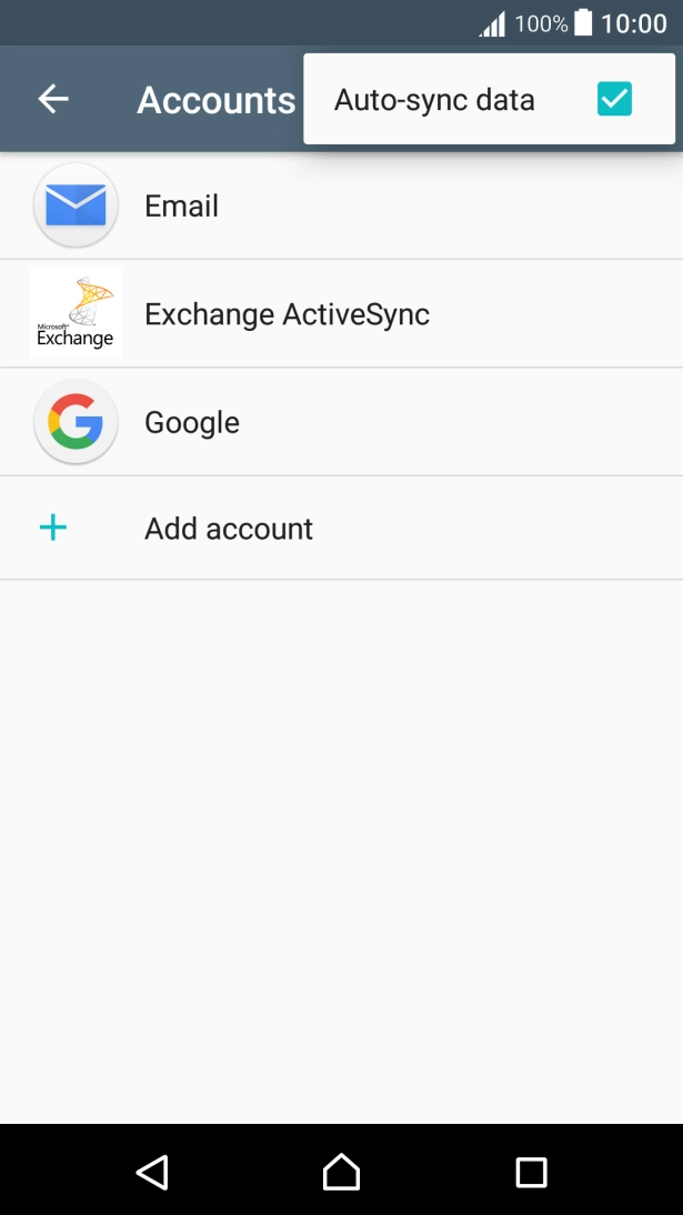 Press Auto-sync data to turn the function on or off. Press Auto-sync data to turn the function on or off.