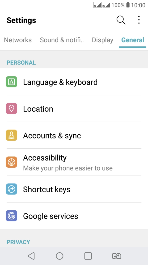 Press Accounts & sync. Press Accounts & sync.