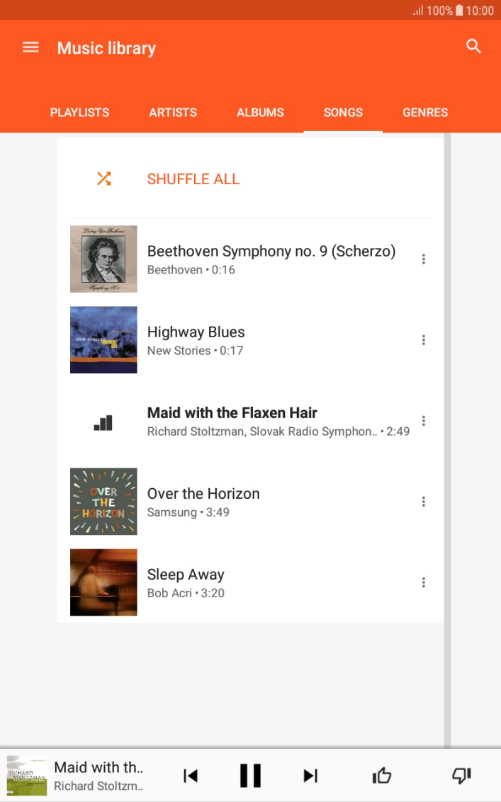 Press the song title at the bottom of the screen.