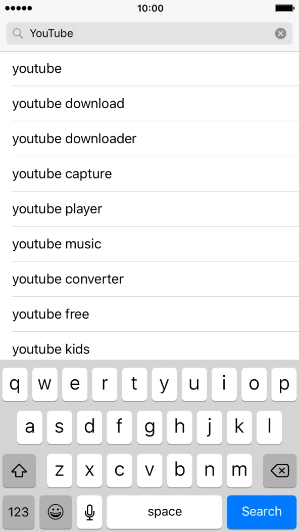 Key in YouTube and press Search. Key in YouTube and press Search.