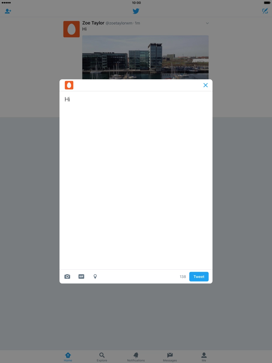 Write the required text and press Tweet. Write the required text and press Tweet.