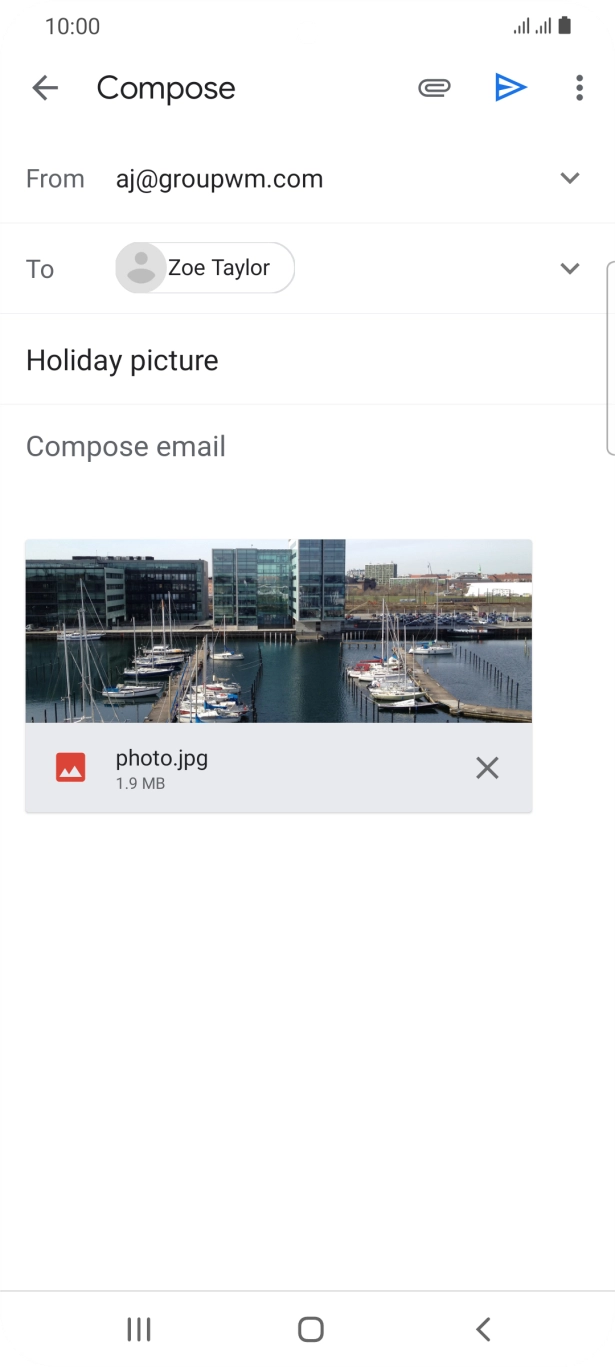 Press the text input field and write the text for your email.