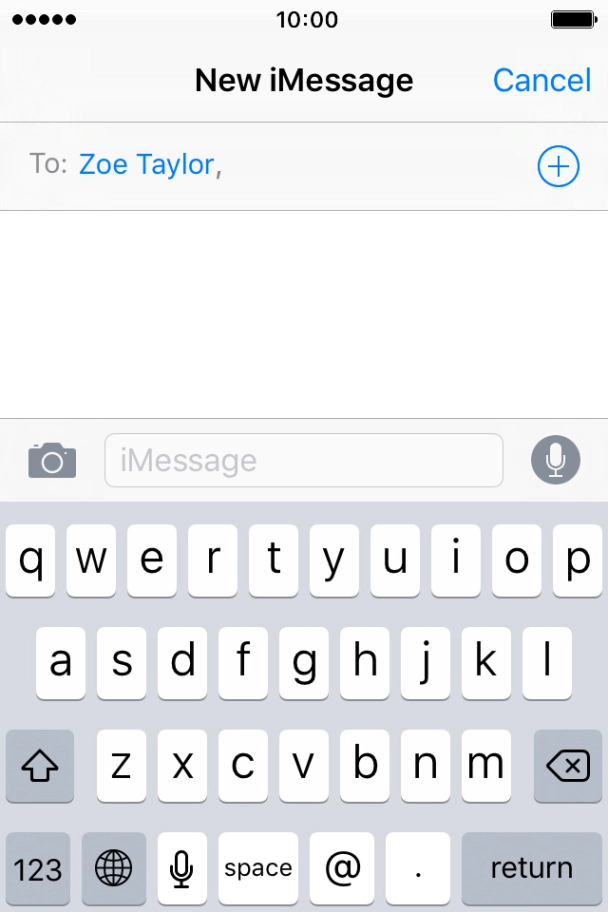 If the recipient can receive iMessages, iMessage is displayed in the text input field. If the recipient can receive iMessages, iMessage is displayed in the text input field.