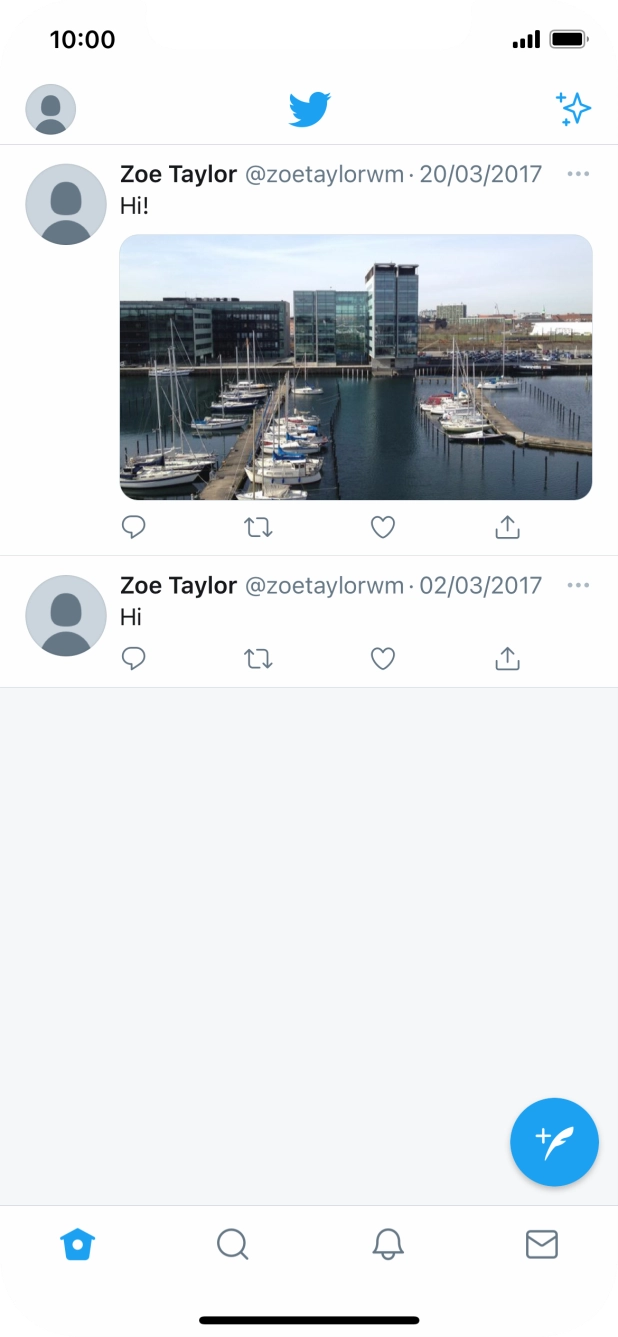 Press the new tweet icon. Press the new tweet icon.