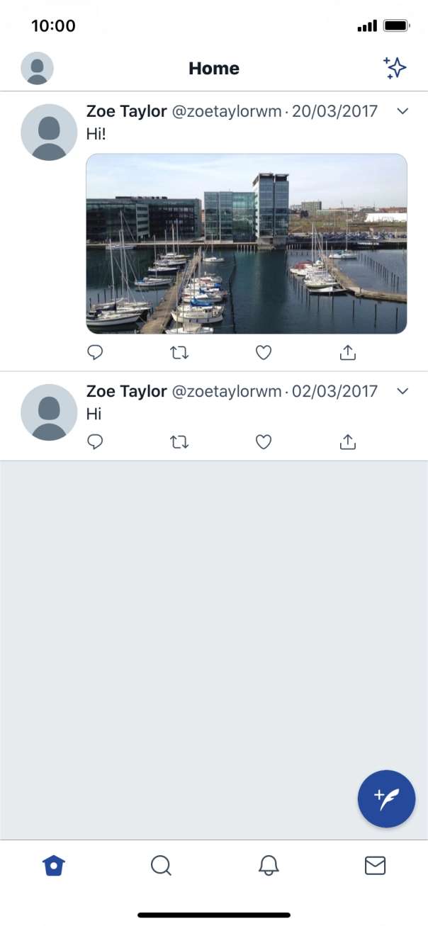 Press the new tweet icon. Press the new tweet icon.