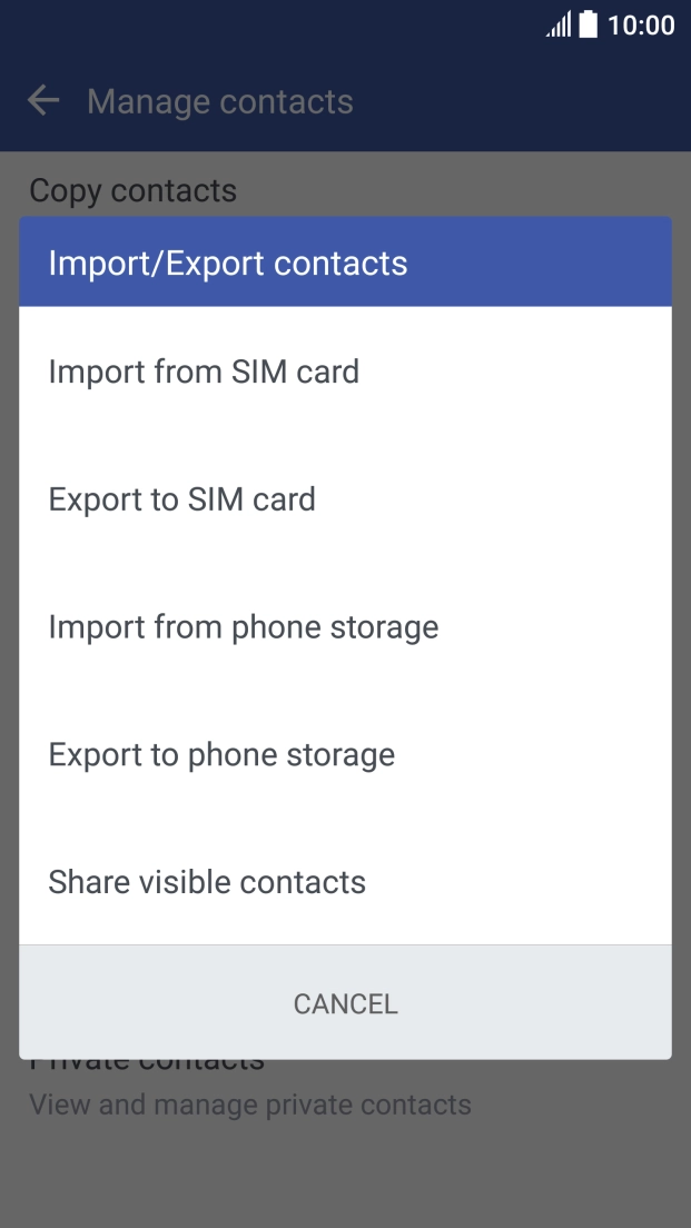 Press Import from SIM card. Press Import from SIM card.