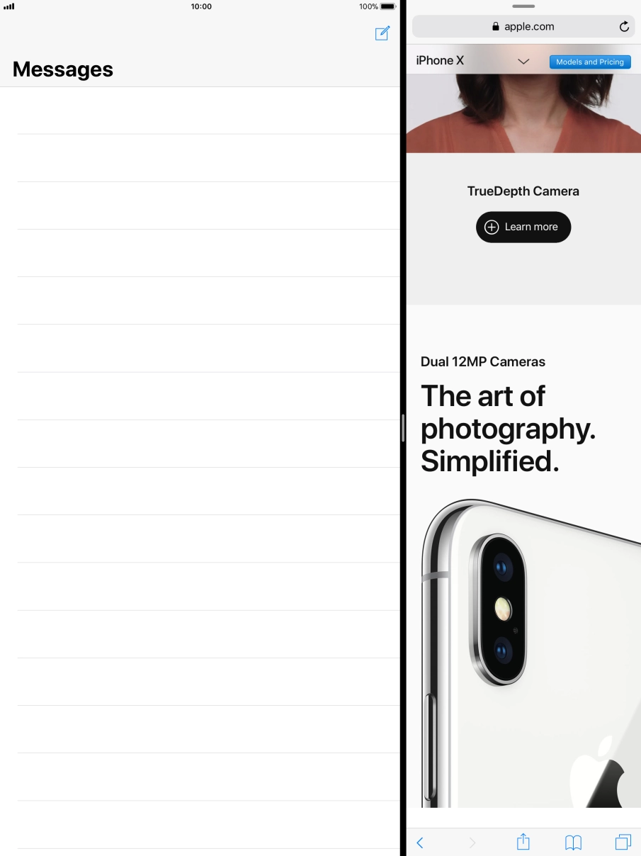 The applications are now displayed on a split screen. The applications are now displayed on a split screen.