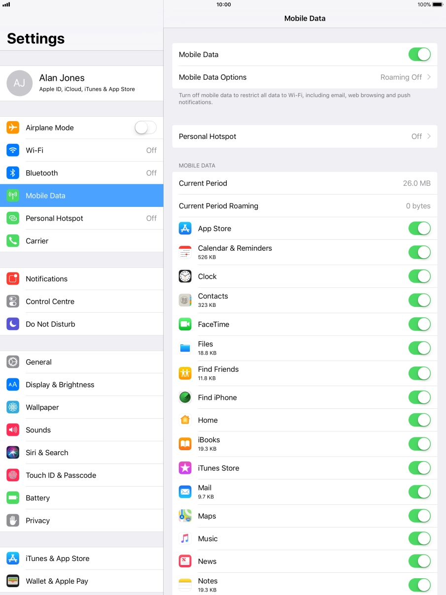 Press Mobile Data Options. Press Mobile Data Options.