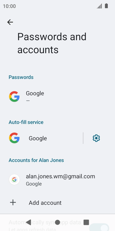 Press Add account. Press Add account.