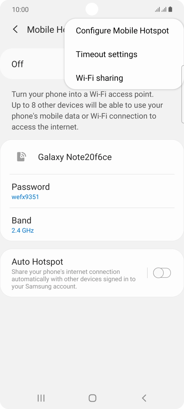 Press Configure Mobile Hotspot. Press Configure Mobile Hotspot.