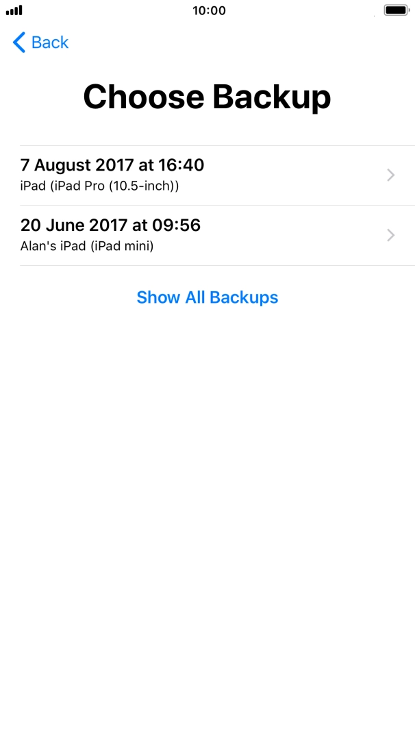 Press the required backup and your phone restores the content of the selected backup. Subsequently, follow the instructions on the screen to set up your phone and prepare it for use. Press the required backup and your phone restores the content of the selected backup. Subsequently, follow the instructions on the screen to set up your phone and prepare it for use.