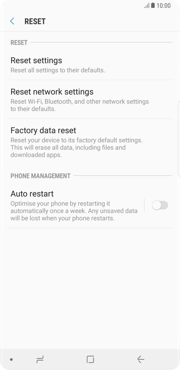 Press Factory data reset. Press Factory data reset.