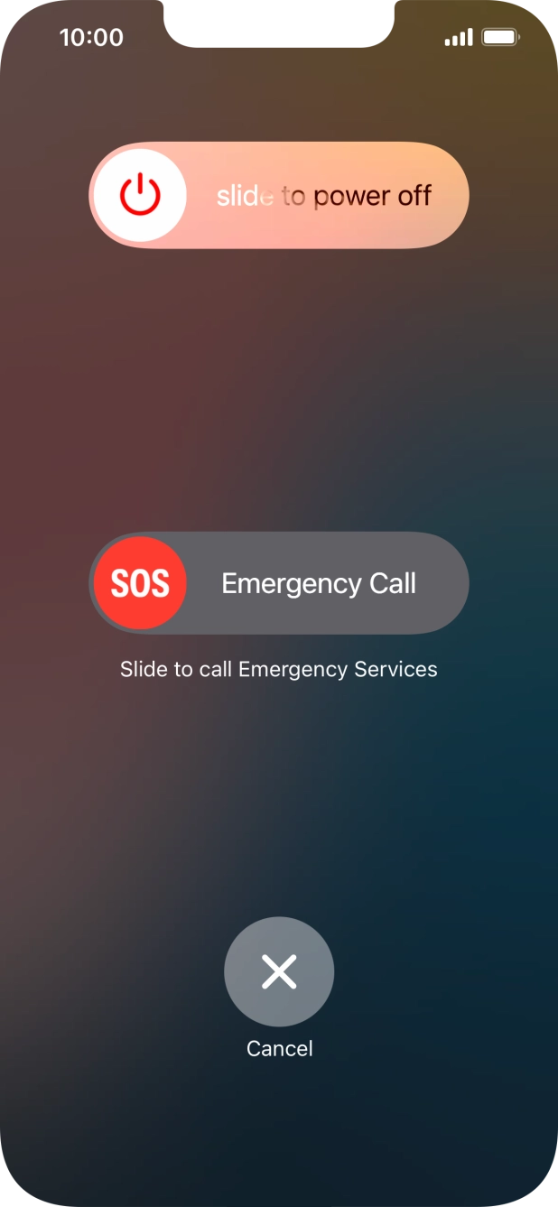 Press and drag the power off icon right. Press and drag the power off icon right.