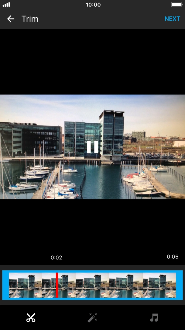 Follow the instructions on the screen to edit the video clip and press NEXT. Follow the instructions on the screen to edit the video clip and press NEXT.