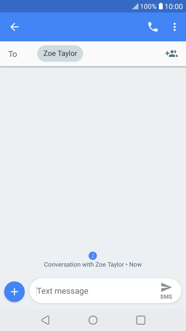 Press the text input field and write the text for your text message.