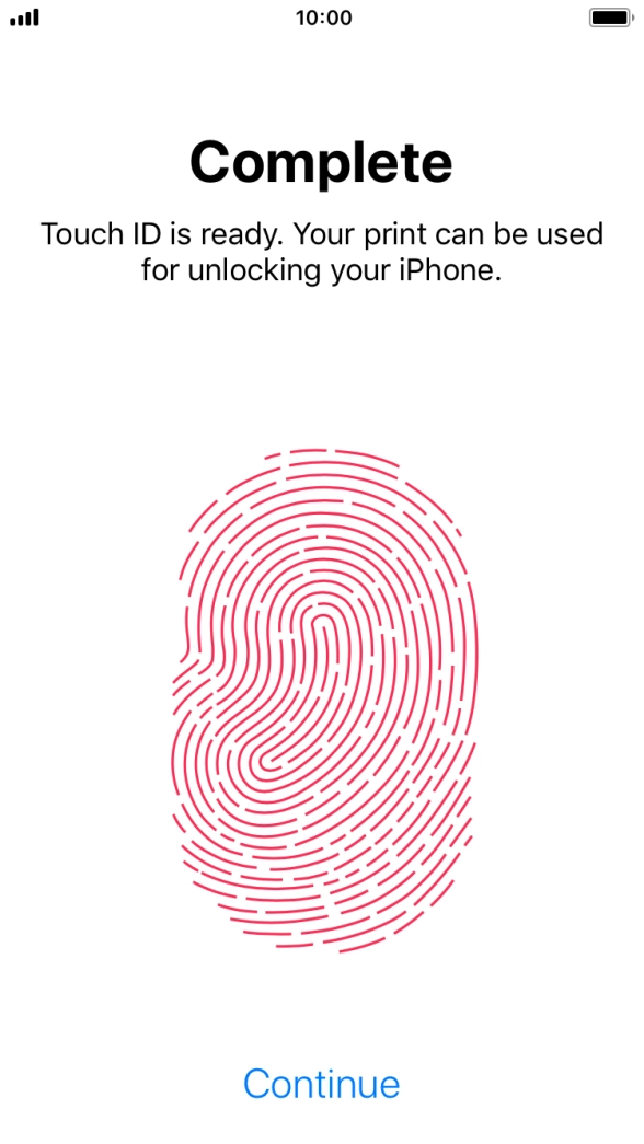Press Continue. If you haven't previously selected a phone lock code, key in a code of your own choice twice.