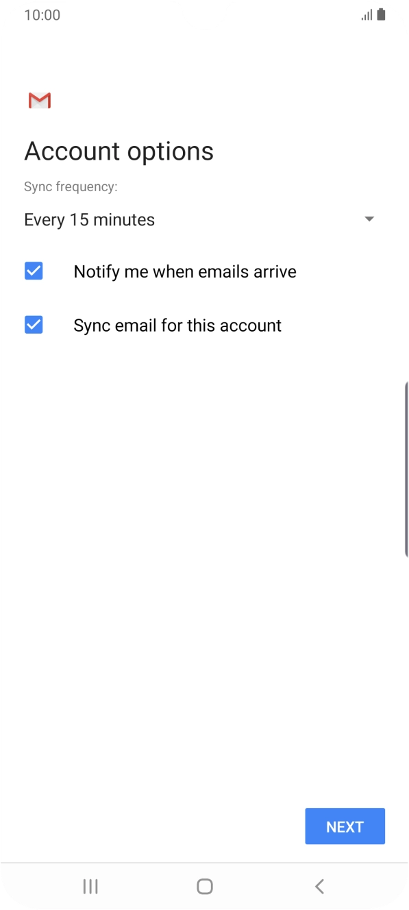 If this screen is displayed, you email account has been recognised and set up automatically. Follow the instructions on the screen to key in more information and finish setting up your phone. If this screen is displayed, you email account has been recognised and set up automatically. Follow the instructions on the screen to key in more information and finish setting up your phone.