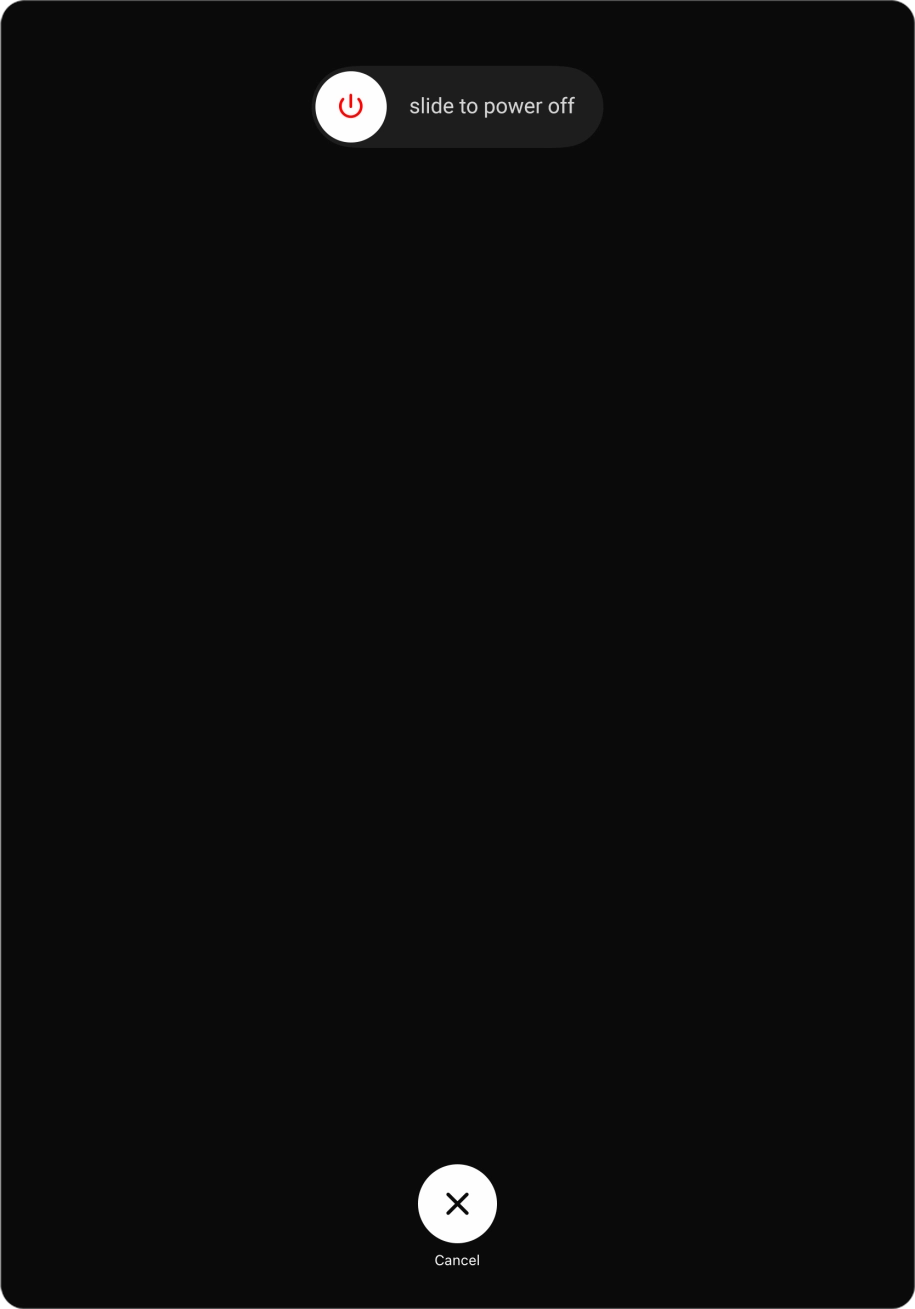 Press and drag the power off icon right. Press and drag the power off icon right.