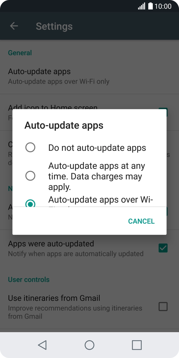 To turn off automatic update of apps, press Do not auto-update apps.