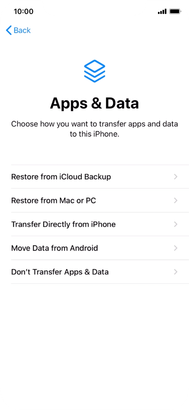 You can transfer content from an Android phone to your phone when it's activated for the first time and after a factory reset. When this screen is displayed, your phone is ready to transfer content from an Android phone.