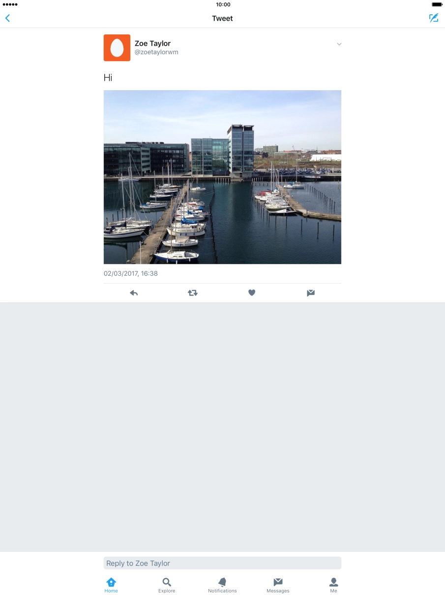 Press the reply icon. Press the reply icon.