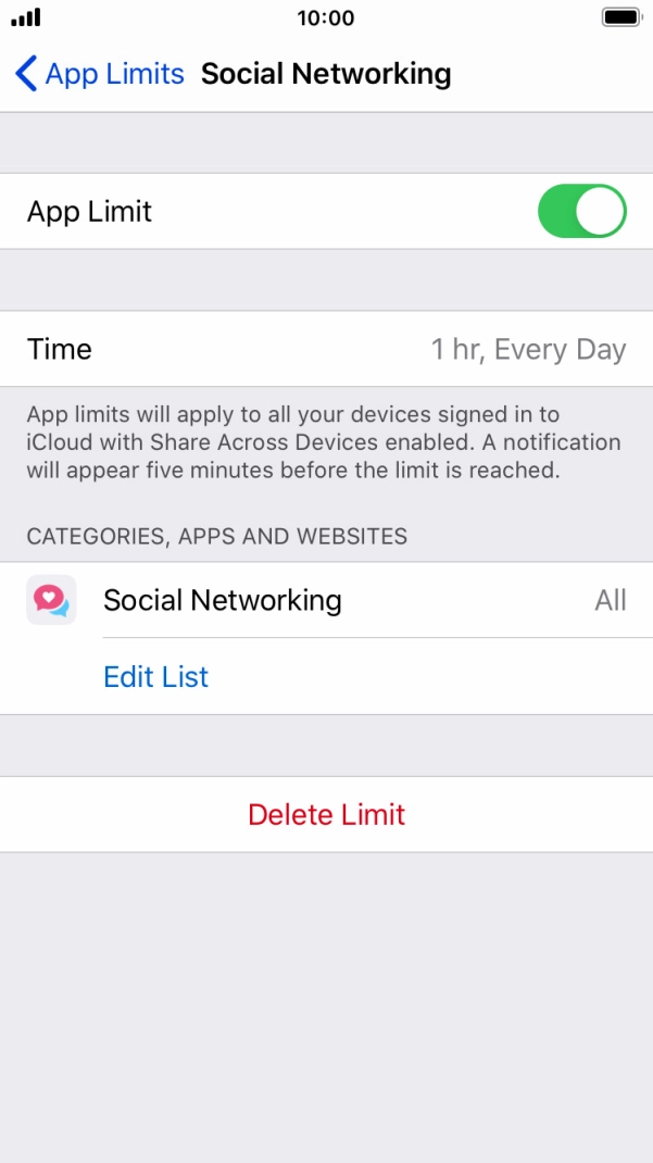 Press Delete Limit.