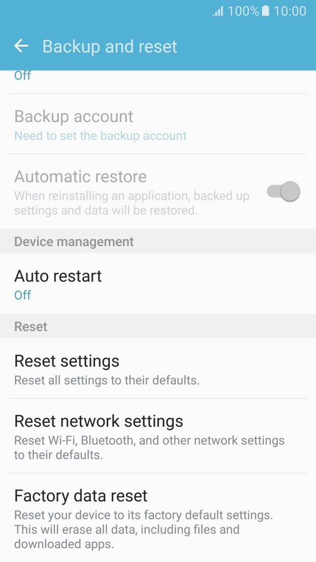 Press Factory data reset.