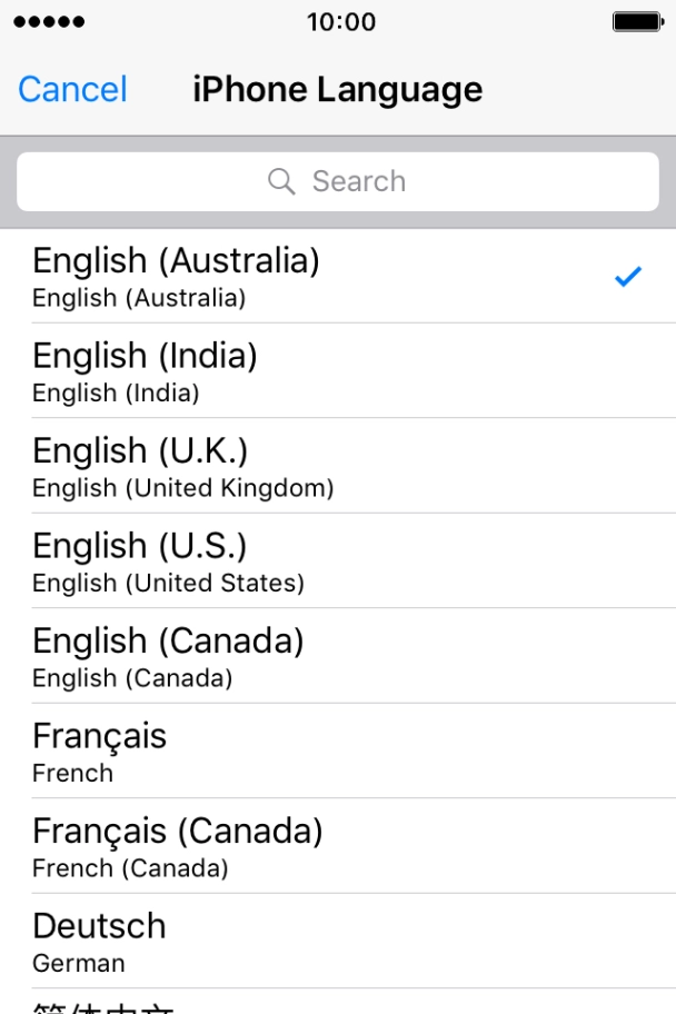 Press the required language.