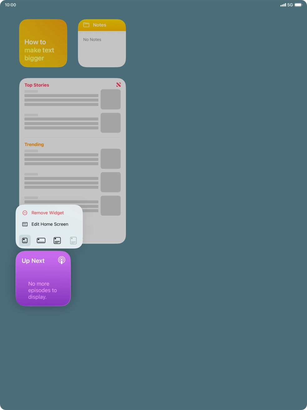 Press Remove Widget. Press Remove Widget.
