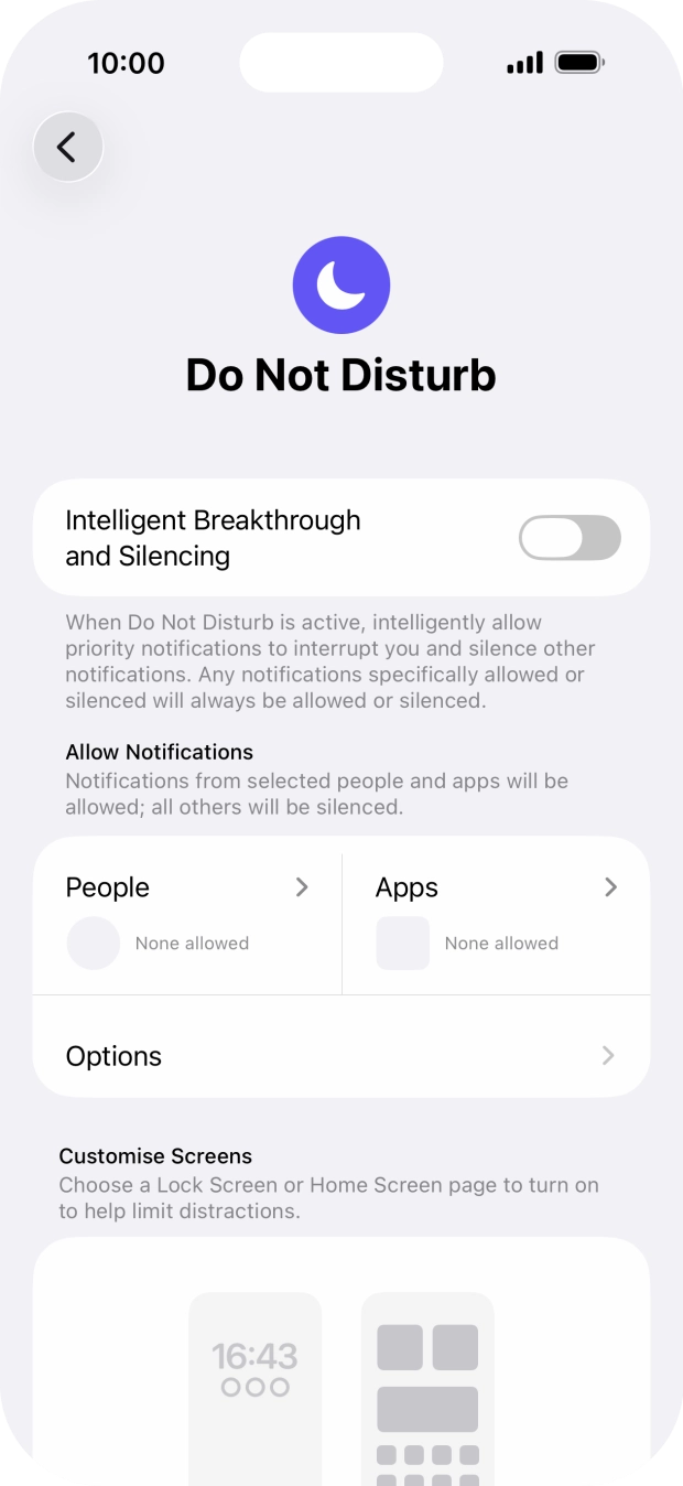 Press People and follow the instructions on the screen to select which contacts you would like to receive calls and notifications from when Do Not Disturb is turned on. Press People and follow the instructions on the screen to select which contacts you would like to receive calls and notifications from when Do Not Disturb is turned on.