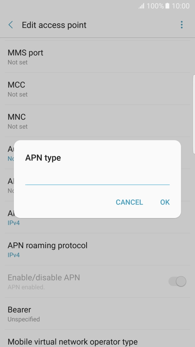 Key in default and press OK.