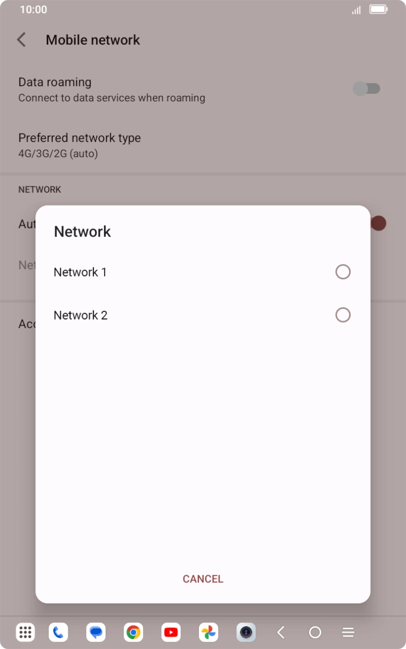 Press the required network. Press the required network.