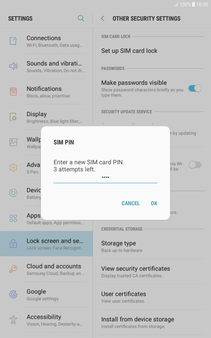 Key in a new four-digit PIN and press OK. Key in a new four-digit PIN and press OK.