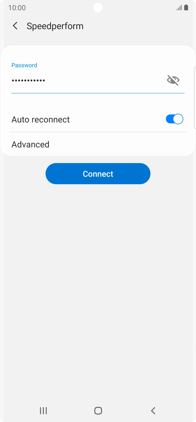 Key in the password for the Wi-Fi network and press Connect. Key in the password for the Wi-Fi network and press Connect.