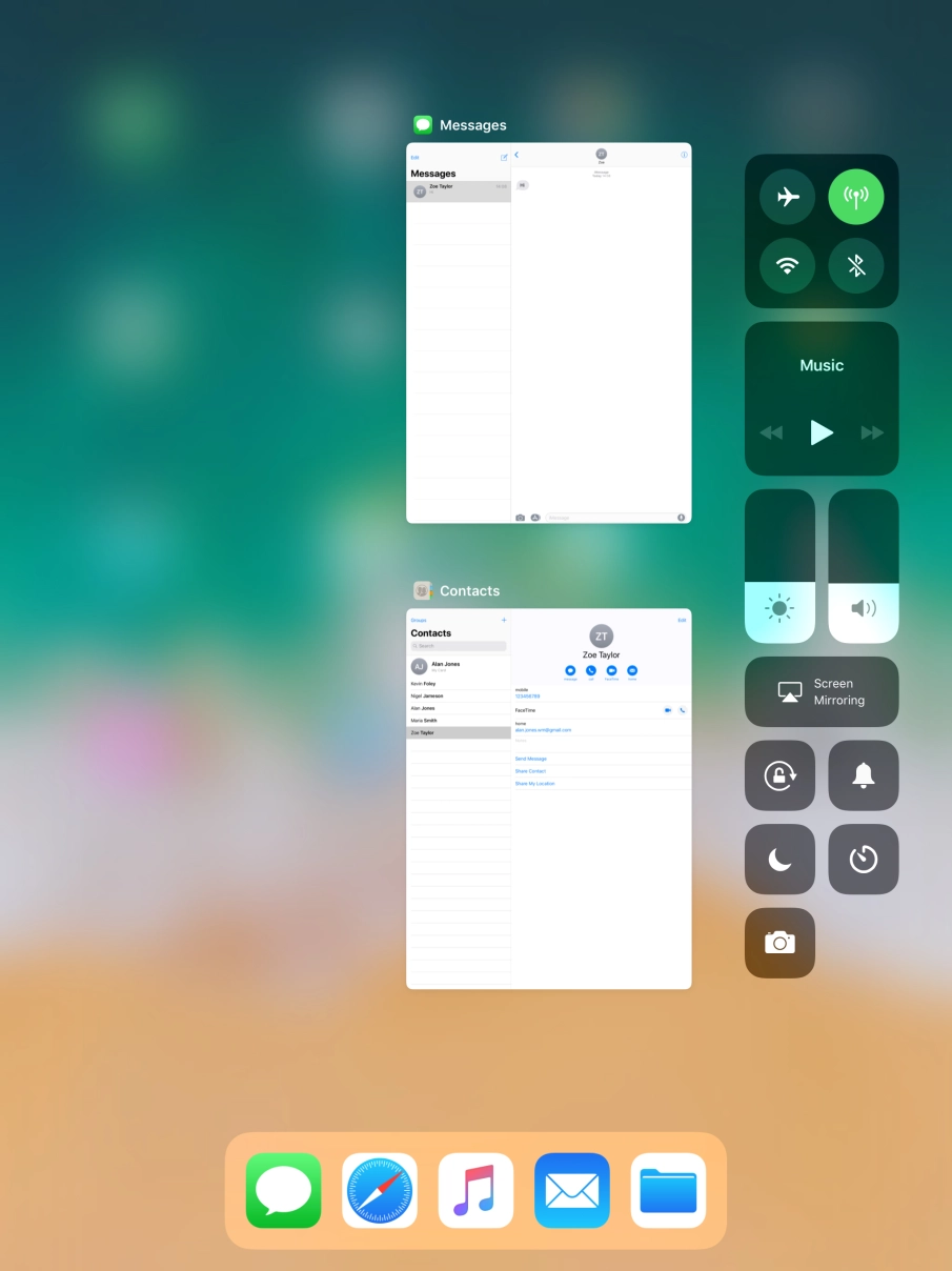 Press the required function to open an application or turn the function on or off.