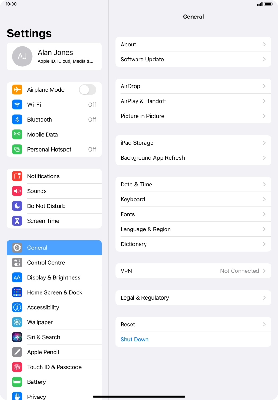 Press Mobile Data.