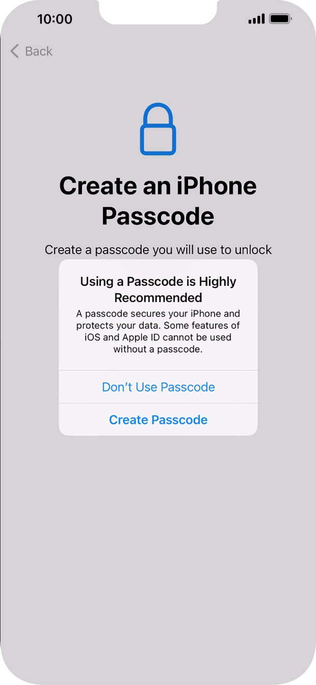 If you turn off the function, press Don't Use Passcode. If you turn off the function, press Don't Use Passcode.
