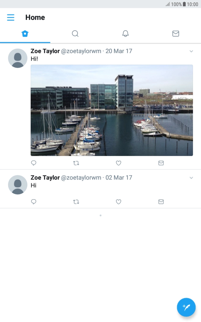 Press the new tweet icon. Press the new tweet icon.